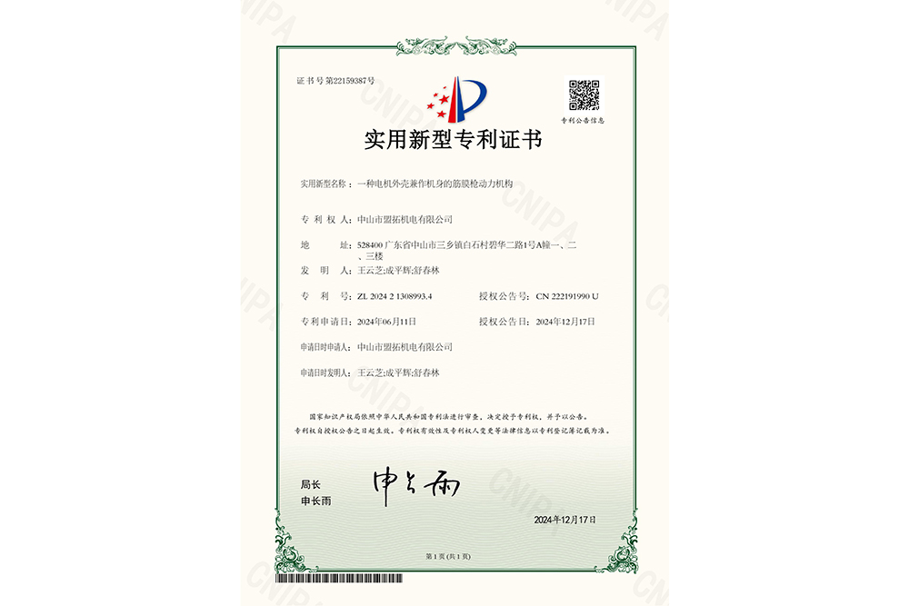 (AL07)2024213089934-一种电机外壳兼作机身的筋膜枪动力机构